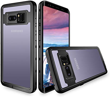 Waterproof Case for Samsung Galaxy Note 8,IP68 Waterproof Shockproof Dirtproof Full Body Protective Case with Built-in Screen Protector for Galaxy Note 8(Clear&Black)