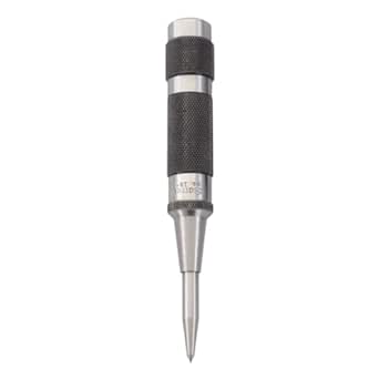 Starrett Steel Automatic Center Punch with Adjustable Stroke - 5-1/4" (130mm) Length, 11/16" (17mm) Punch Diameter, Lightweight, Knurled Steel Handle - 18C