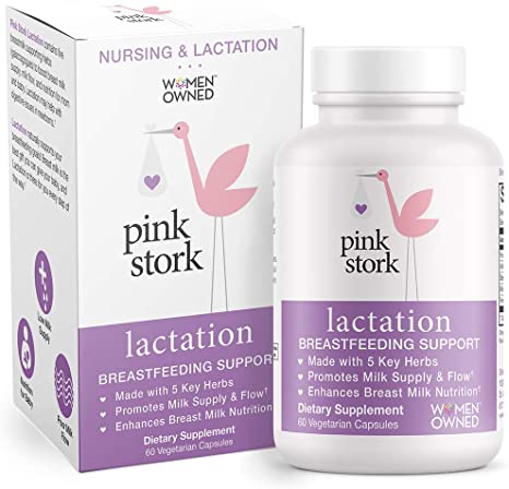 Pink Stork Complete Lactation Supplement: Breastfeeding Support with Fenugreek, Increase & Enhance Milk Supply   Flow, Women-Owned, 60 Capsules