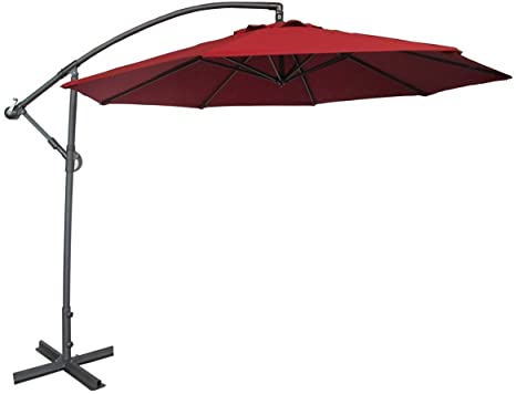 Abba Patio 10-Feet Offset Cantilever Outdoor Hanging Patio Umbrella, Red