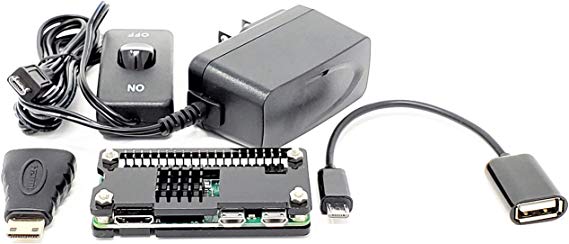 MICRO CONNECTORS, Inc. Raspberry Pi Zero Starter Case Kit with Power Adapter and Cables (RAS-PCS01PWR-BK)