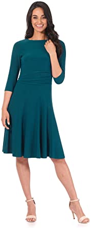 Rekucci Women's Flippy Fit N' Flare Dress with 3/4 Sleeves