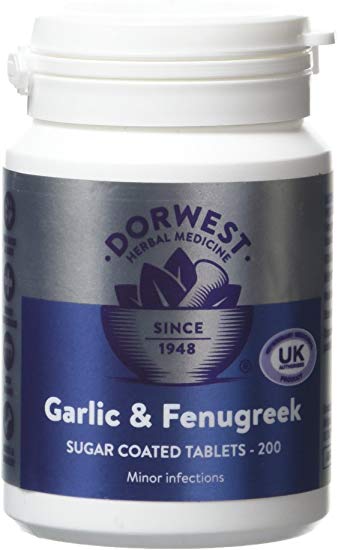 DORWEST HERBS Garlic and Fenugreek Tablets for Dogs and Cats 200 Tablets