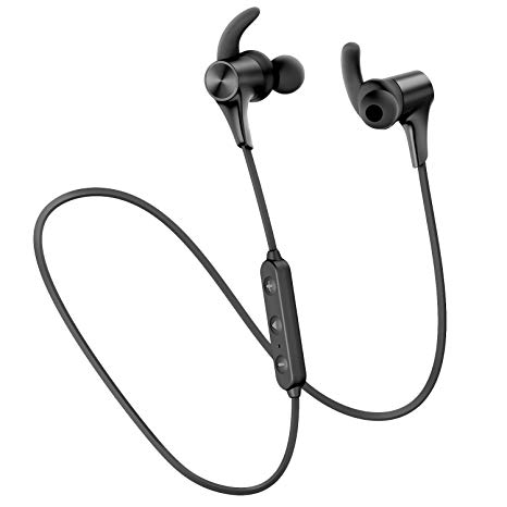 SoundPEATS Bluetooth Headphones IPX6 in-Ear Bluetooth 5.0 Wireless Earphones Magnetic Wireless Earbuds Upgraded Q12 HD (14 Hours Playtime, APTX-HD, CVC 8.0, 10mm Drivers)