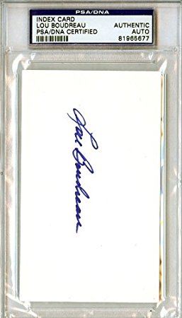 Lou Boudreau Autographed/Hand Signed 3x5 Index Card PSA/DNA #81965677