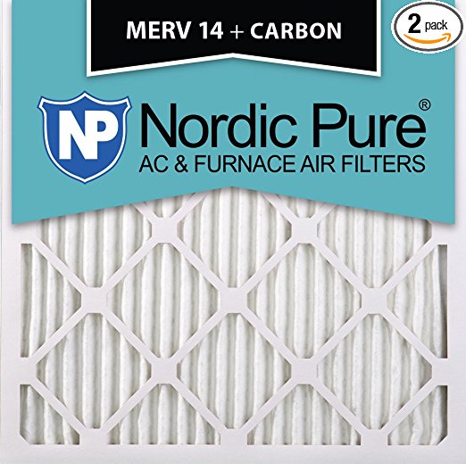 Nordic Pure 20x20x1M14 C-2 MERV 14 Plus Carbon AC Furnace Filter 20x20x1 Merv 14 Plus Carbon AC Furnace Filters Qty 2