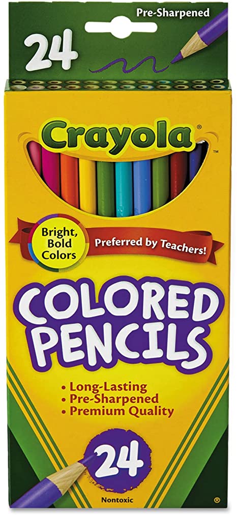 Crayola Products - Crayola - Pencils Long Cannon Woodcase Color, 3.3mm, 24 Assorted Colors / Set - Sold as 1 Set - Presharpened Points. - Bright colors and smooth Laydown. - Made from reforested wood.