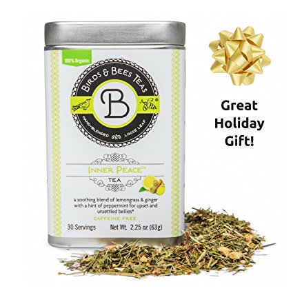 Inner Peace Morning Sickness Relief - Birds & Bees Teas Tin - Soothes and Calms Upset Stomachs and Unsettled Bellies! Organic Herbal Tea Blend! - Great for Families and for Mothers (~30 servings)