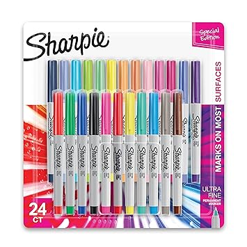 Sanford ShaRP Accessoriesie Color Burst Permanent Markers, Ultra Fine Point, Assorted , 24-Count