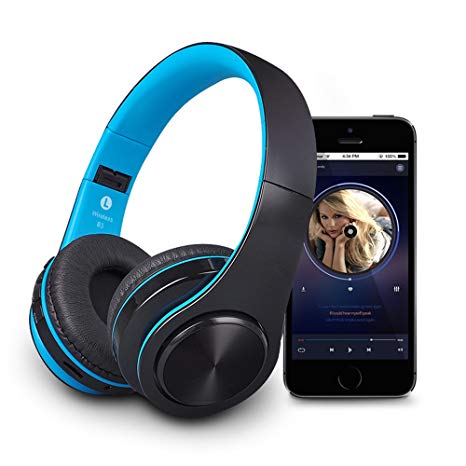 Wireless Bluetooth Headphones with Microphone Hi-Fi Deep Bass Wireless Headphones Over Ear, Comfortable Protein Earpads, 30 Hours Playtime for Travel Work TV Computer - 4 Color … (Blue)