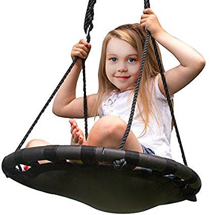 Sorbus Spinner Swing – Kids Indoor/Outdoor Round Mat Swing – Great for Tree, Swing Set, Backyard, Playground, Playroom – Accessories Included (24" Mat Seat)