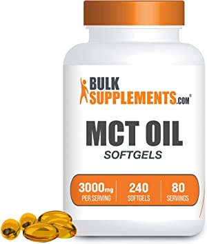 BULKSUPPLEMENTS.COM MCT Oil Softgels (Medium Chain Triglycerides) - for Ketogenic and Keto-Diet - 3 Softgel (1000mg per Softgel) per Serving - 80-Day Supply (240 Softgels)