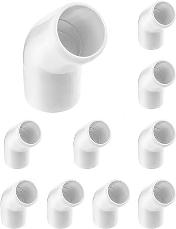 QWORK 2 Way 3/4" 45 Degree Elbow PVC Fitting, 10 Pack PVC Fitting Connector, Furniture Grade, for Building Furniture and PVC Structures, White