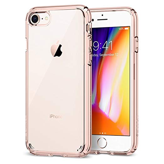 iPhone 7 Case, iPhone 8 Case Spigen® [Ultra Hybrid] [2nd Gen] iPhone 7 Case Cover Reinforced Camera Protection and Air Cushion Technology [Clear back panel]   [TPU bumper] for iPhone 7 (2016/2017) / iPhone 8 (2017) - (042CS20924) - Rose Crystal