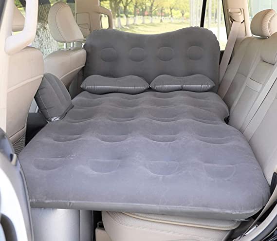 SAYGOGO Inflatable Car Air Mattress Travel Bed - Thickened Car Camping Bed Sleeping Pad with Car Air Pump 2 Pillows for Car Tent SUV Sedan Pickup Back Seat