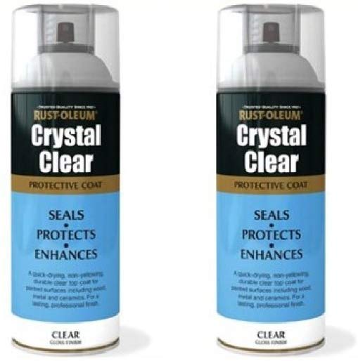 2x Rust-Oleum Crystal Clear Gloss Spray Paint Protective Top Coat - 400ml