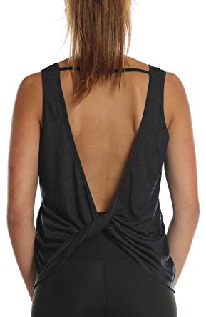 icyzone Workout Tank Tops for Women - Open Back Strappy Athletic Tanks, Yoga Tops, Gym Shirts