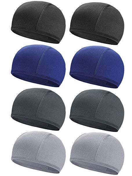 SATINIOR 8 Pieces Cycling Skull Cap Cooling Helmet Liner Sweat Wicking Cap Running Beanie Hats for Sports Exercise Using