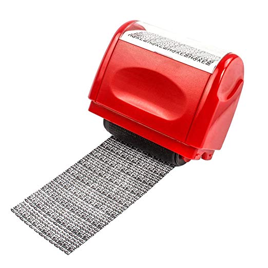 Security Stamp Roller, ID Guard Roller, 328ft Roller Stamp Identity Theft Privacy Protection Confidentiality (Red)