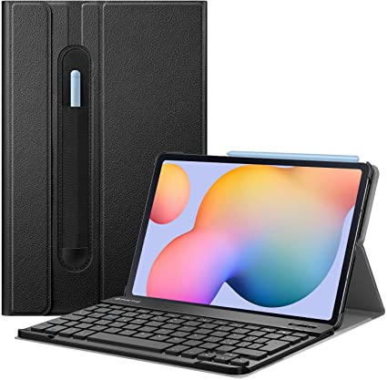 Fintie Keyboard Case for Samsung Galaxy Tab S6 Lite 10.4'' 2020 Model SM-P610 (Wi-Fi) SM-P615 (LTE), Slim Stand Cover with Secure S Pen Holder Detachable Wireless Bluetooth Keyboard, Black