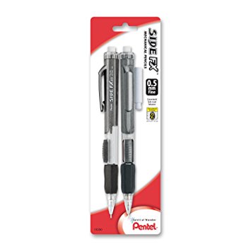 Pentel Side FX Automatic Pencil with Eraser Refill, 0.5mm, Assorted, 2 Pack (PD255EBP2)