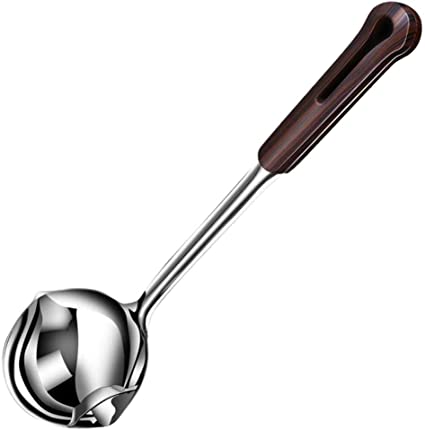 DOITOOL Stainless Steel Oil Separator Soup Ladle Long Handle Fat Separator for Gravy, Kitchen Grease Strainer for Cooking Oil Filter Spoon (Coffee, 14. 15X4. 32X1. 38inch)