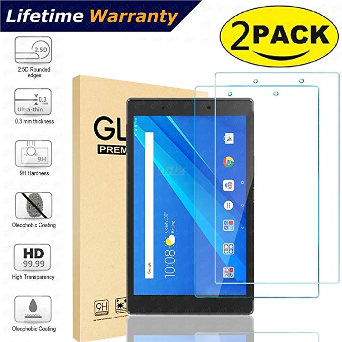 2-Pack Lenovo Tab 4 8 Screen Protector Glass Lifetime Warranty - DHZ 9H Hardness Scratch Resistant Anti-Bubble Premium Film Tempered Glass Screen Protector for Lenovo Tab 4 8" Tablet 2017 Release