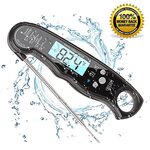 Digital Meat Thermometer Instant Read (2-4s) For Grilling Cooking Food BBQ or Candy,Wireless Waterproof For Kitchen ,Oven,Grill,Water,Beer,Milk, Bath Water Probe,Steak, Indoor Outdoor (black02)