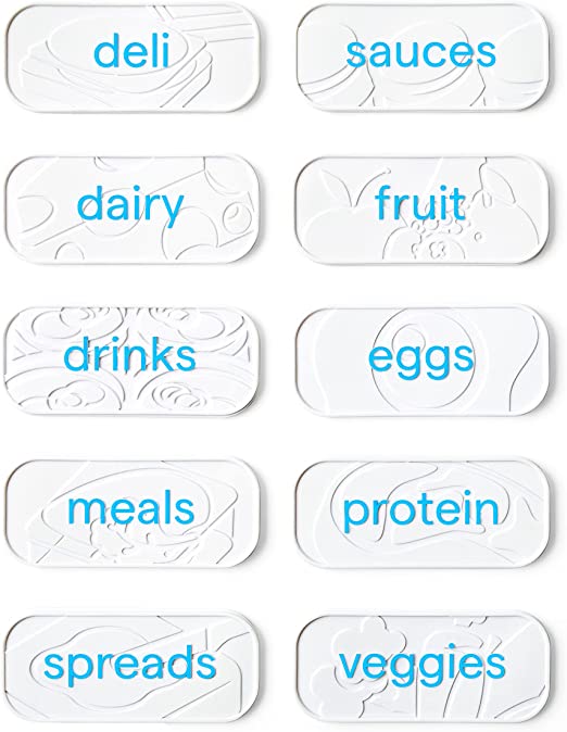 YouCopia ReStickable 3D Fridge Labels, 10-Piece Set with Reusable Nano-Suction, White