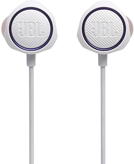 JBL Quantum 50 Wired in-Ear Gaming Headset with Volume Slider and Mic Mute - White, Small