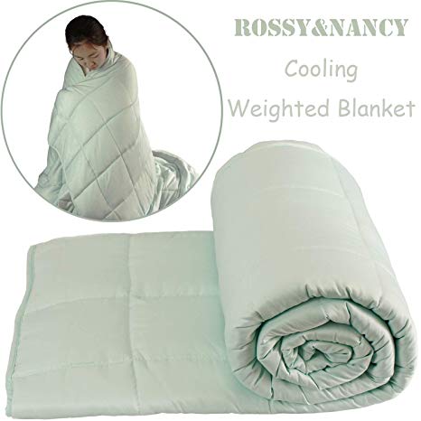 Rossy&Nancy Bamboo Viscose Cooling Weighted Blankets for Sleeping Premium Heavy Blanket with Glass Beads for Kids Adult(Mint Green, 48''x72'' 12lbs)