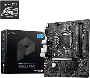 MSI H510M PRO Motherboard, Micro-ATX - Supports Intel Core 11th Gen Processors, LGA 1200 - 2 x DIMMs (3200MHz), 1 x PCIe 4.0 x16, 1 x M.2 Gen3, USB 3.2 Gen1, 1G LAN, HDMI 2.0b & DP 1.4