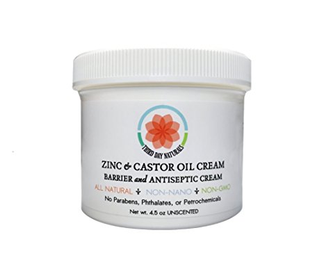 Zinc and Castor Oil Cream - All natural antiseptic rash cream with NON-NANO zinc and NON-GMO castor oil.