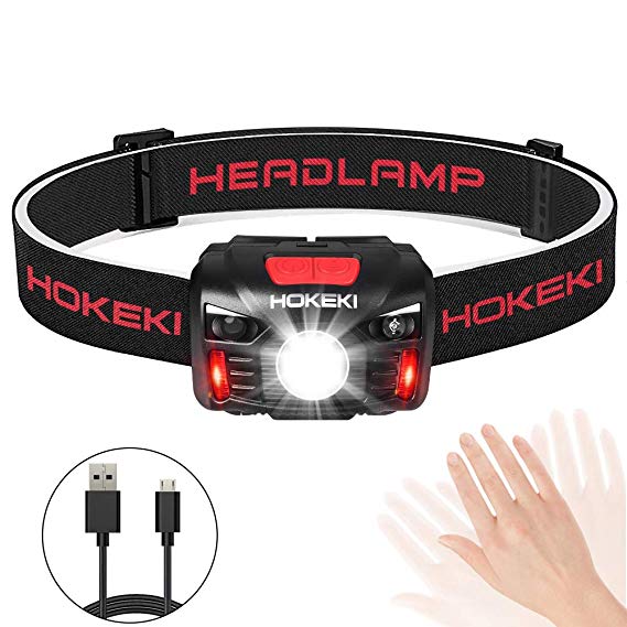 HOKEKI Head Torch Headlamp, USB Rechargeable Head Torch,Running Head Torch Led Super Bright