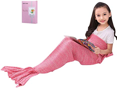 SENYANG Mermaid Tail Blanket - Mermaid Blanket for Girls，All Seasons Soft and Warm Sleeping Mermaid Blanket for Kids, Gifts for Girls, Best Choice for Girls Gift, Birthday Gifts (Pink)