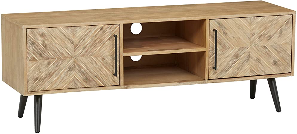 Amazon Brand – Rivet Fulton Rustic Media Cabinet, 63"W, Natural Acacia Accents