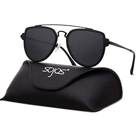 SojoS Fashion Polarized Aviator Sunglasses for Men Women Mirrored Lens SJ1051