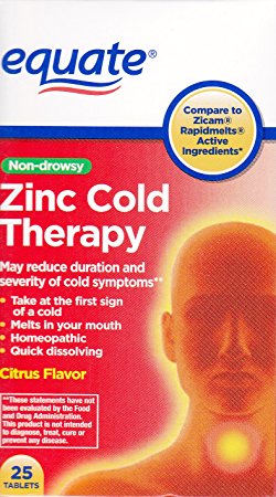 Non-Drowsy Zinc Cold Therapy 25ct by Equate Compare to Zicam Rapidmelts