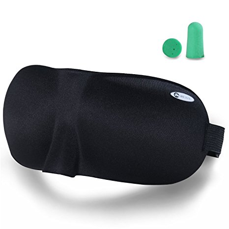 3D Sleep Mask, SHEJIZHE Lightweight & Comfortable Super Soft with Free Ear Plugs for sleeping Travel, Nap, Shift Work (Black)
