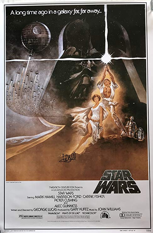 Mark Hamill signed Star Wars movie Poster a new hope with beckett coa Hamill authentic sticker
