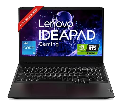 Lenovo IdeaPad Gaming 3 Intel Core i5-11320H 15.6" (39.62cm) FHD IPS 144Hz Gaming Laptop (8GB/512GB SSD/Win 11/Office 2021/NVIDIA RTX 2050 4GB/Alexa/3 Month Game Pass/Shadow Black/2.25Kg), 82K101R9IN