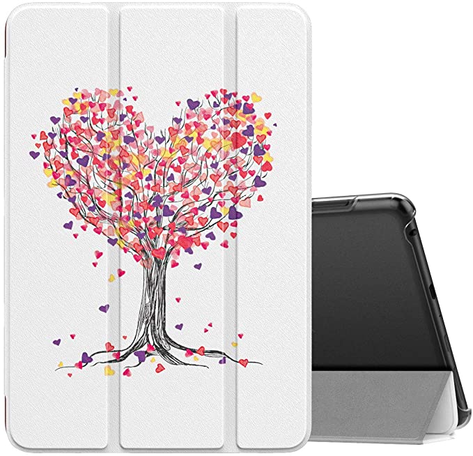 MoKo Case Compatible with All-New Kindle Fire HD 8 Tablet and Fire HD 8 Plus Tablet (10th Generation, 2020 Release), Smart Shell Stand Cover with Translucent Frosted Back, Love Tree