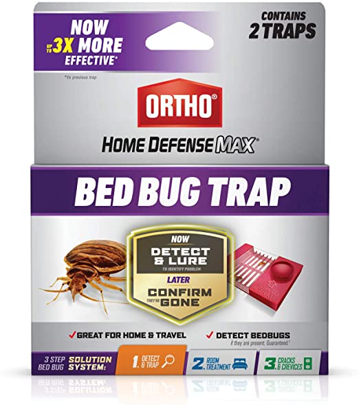 Ortho 0465705 Defense Max Detect and Trap, Use at Home or When Traveling, 1 of a 3-Step Bed Bug Solution System, Pesticide-Free, 2-Pack, Yellow