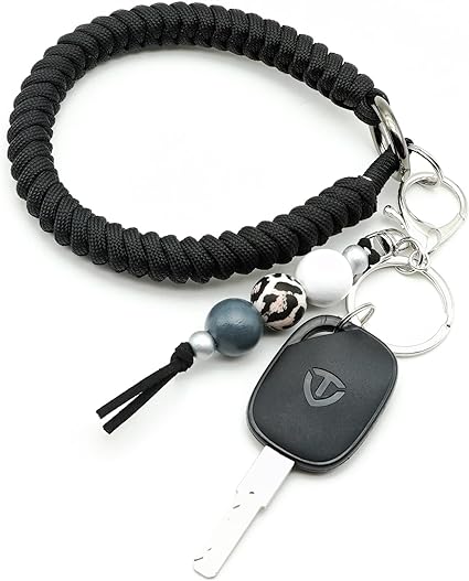 Poproo Keychain Wristlet Keychians for Women Men Key Chain Lanyard for Keys, Beaded Bracelets Key Ring Bangle Wrist Keychain
