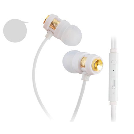DLAND In-ear Noise-isolating 3.6mm Plug earbud headphone earphone with Mic(Golden and White)