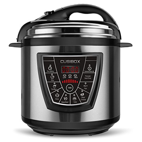 Electric Pressure Cooker, CUSIBOX Multifunctional Electric Pressure Cooker, Stainless Steel 6Qt 1000W Rice Cooker, Egg Cooker, Steamer and Warmer