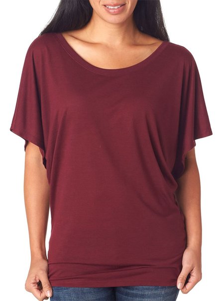 Bella   Canvas Women's Flowy Draped-Sleeve Dolman Tee