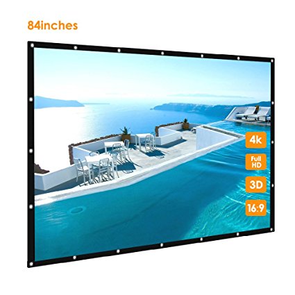 84 inch Portable Projector Screen, GBTIGER 84" Outdoor Projection Screen, 16:9 Indoor Outdoor Home Theater Office Presentation Projector Movie Screen, PVC Fabric