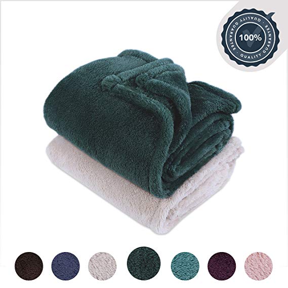 Berkshire Blanket Extra-Fluffy Super Soft Warm Cozy Luxury Blanket Throw, Evening Tide, 2 Pack 55" x 70"