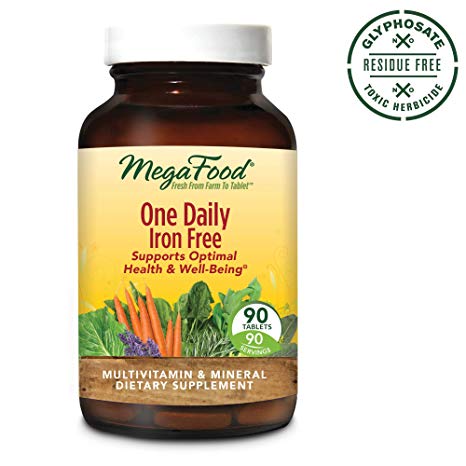 MegaFood, One Daily Iron Free, Supports Optimal Health and Wellbeing, Multivitamin and Mineral Supplement, Gluten Free, Vegetarian, 90 Tablets (90 Servings) (FFP)